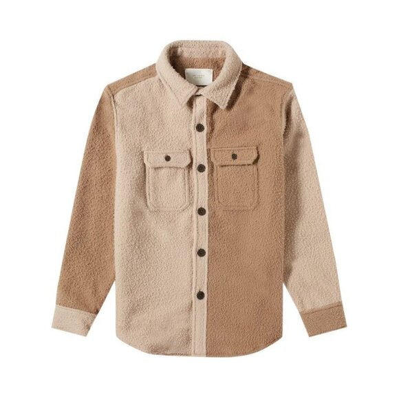 Aime Leon Dore Men's Boiled Wool Overshirt in Tan Combo - Picture 2 of 5